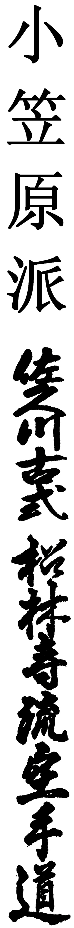 Kanji for Ogasawara-Ha & Sakugawa Koshiki Shorinji-Ryu Karatedo